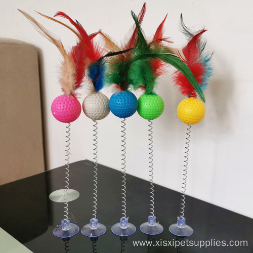 Spring Rainbow Ball Feather Cat Teaser Cat Toy
